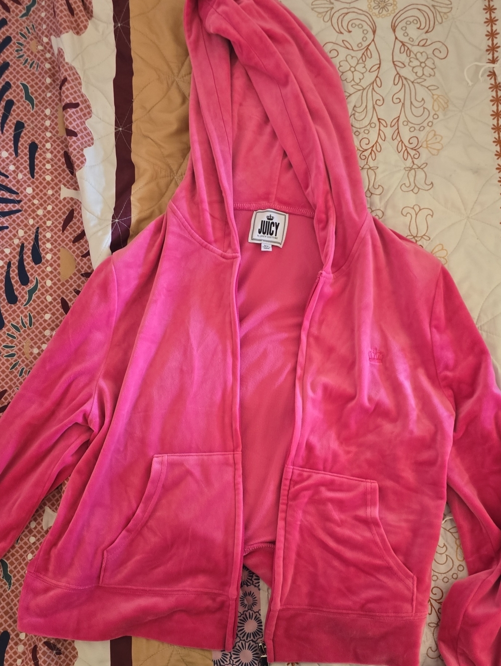 Juicy Couture Hot Pink Velour Zip Hoodie Jacket